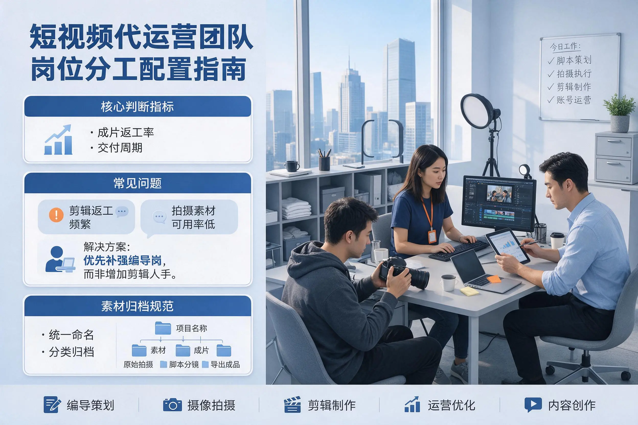 短视频代运营团队如何配置?楚雄企业岗位分工科普说明